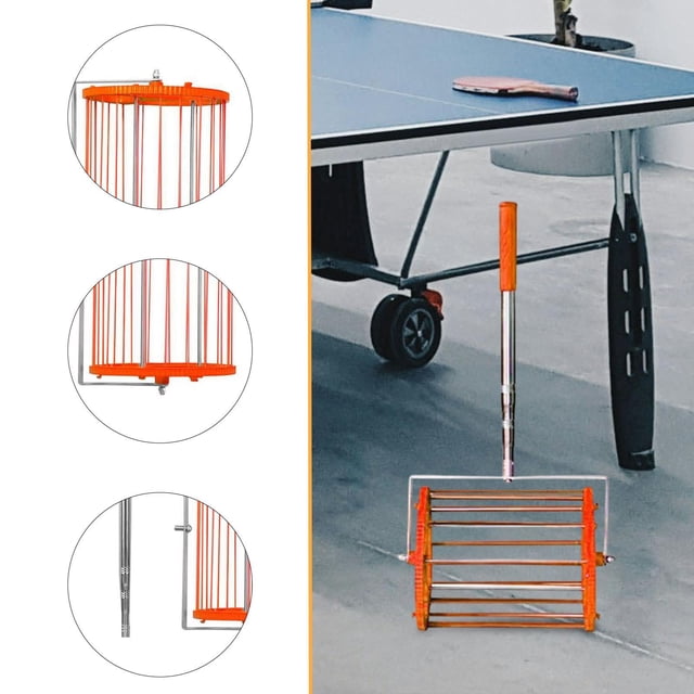 Colaxi Telescopic Rolling Table Tennis Ball Picker Pick up Container Sturdy Adjustable Storage Lightweight Collector for Competition Orange