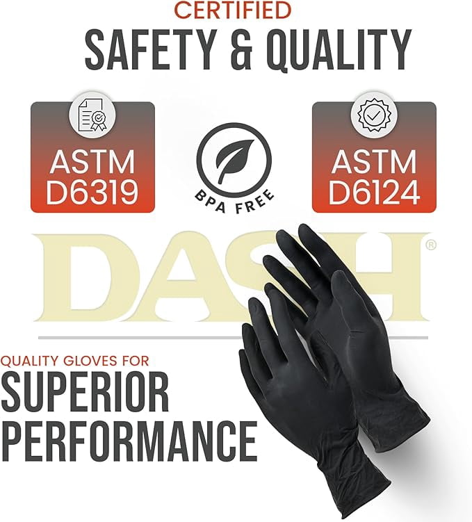DASH Black Maxx Nitrile Exam Gloves Disposable | Advanced Nitrile Formulation, Medical Grade