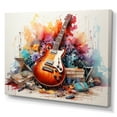 thumbnail image 2 of Designart "Fire Guitar Dry Watercolor painting III" Music Wall Art Living Room, 2 of 5
