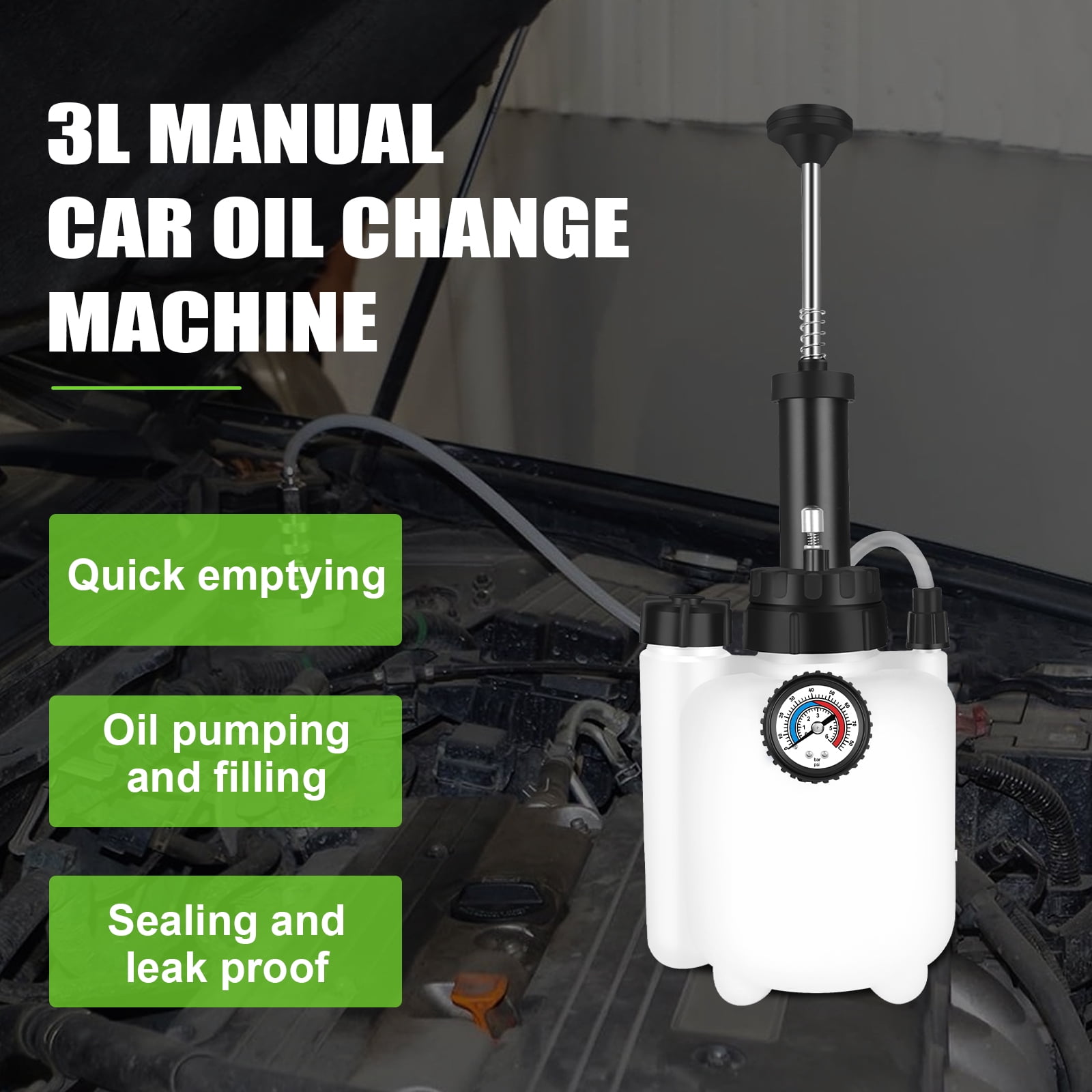 3L Brake Fluid Bleeder Kit w/ 1L Catch Bottle, Pressure Brake Bleeding Tool, Manual Power Bleeder Pump for Flush Brakes and Clutch System, Upgraded Adapters (43.5/45/49.5/50.7mm) for Master Cylinders
