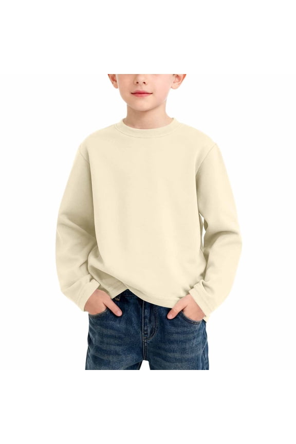 Boys' Thermal Top 3-15Y Kids Boys Crew Neck Long Sleeve Shirt Comfortable Casual Warm Top Big Kids Base Layer