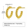 thumbnail image 5 of HOOUN Simple Round Hoop Earrings stainless steel Beads C-shaped Earrings Golden Women-13mm, 5 of 7