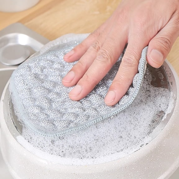 XSCPXTT New Double-Side Non Scratch Wire Dishcloth - Reusable Steel Wool Cleaning Cloths for Kitchen, Cookware, Sinks, Dishes and Stovetop ,Silver