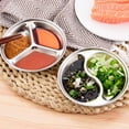 WAXIAYU 4Pcs Stainless Steel Appetizer Plates Round Divided Seasoning