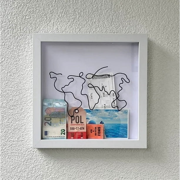 AdventureArchiveBox Souvenir Billete de avión Mapa Caja Caja de luz fina Hucha