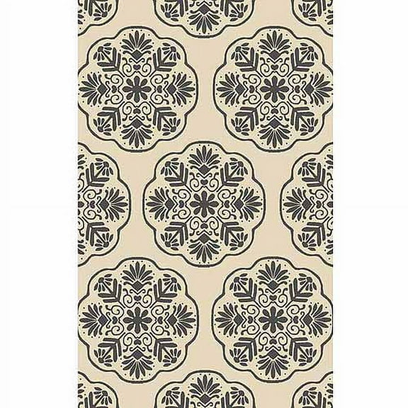 SAFAVIEH Bella Glenna Abstract Wool Area Rug, Ivory/Charcoal, 8' x 10'