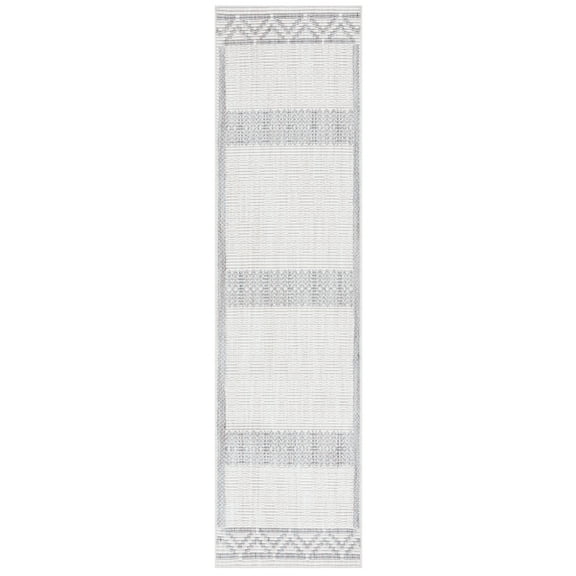 SAFAVIEH Martha Stewart Serenity Striped Runner Rug, Ivory/Grey, 2'2" x 8'