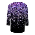 thumbnail image 4 of Women Summer Tops Women Printed Shirt 3/ 4 Sleeve Tunic Tops Crewneck Blouse Tshirt Sports under Shirt Long Sleeve Long Dress Blouse Work Oversized Thin Purple XL, 4 of 5