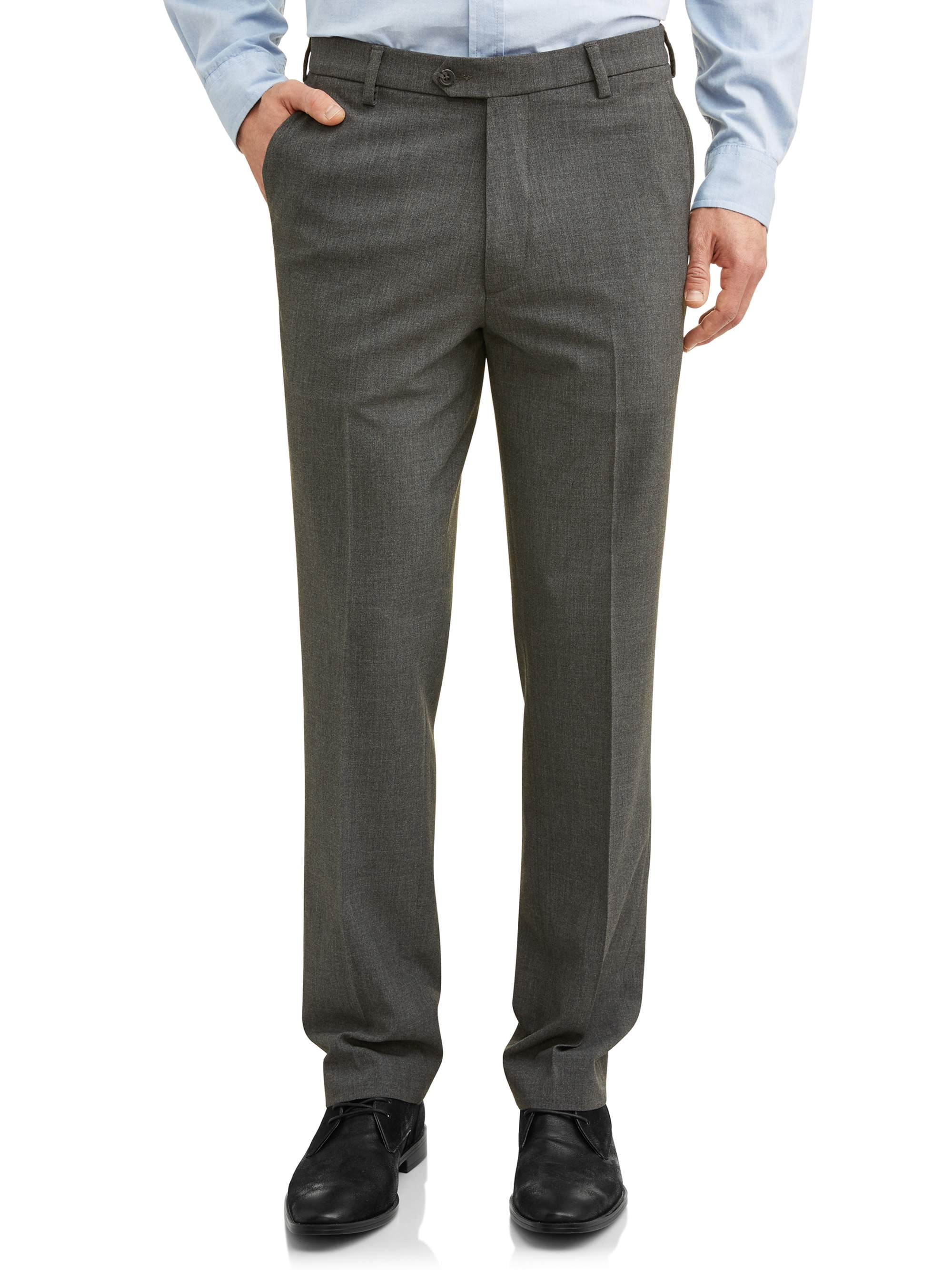 Men's High Fashion 100% Wool Silver Grey Extra Long Suits Flat Front Pants main image 0