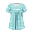 thumbnail image 6 of Xixinqiwan Women Tops under $10.00,Women Summer Casual Shirts Short Sleeve Striped Tunic Tops Crew Neck Tee Tshirt Blouses for Women Light Blue XL, 6 of 7