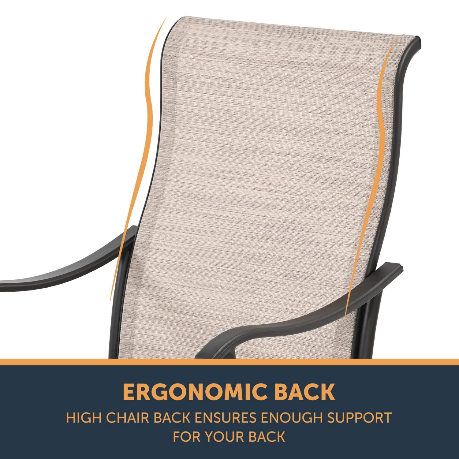 Patio Dining Chairs Set of 4, Outdoor Textilene Chairs with High Back & Armrests, Metal Frame Patio Furniture for Garden Backyard Porch, Brown