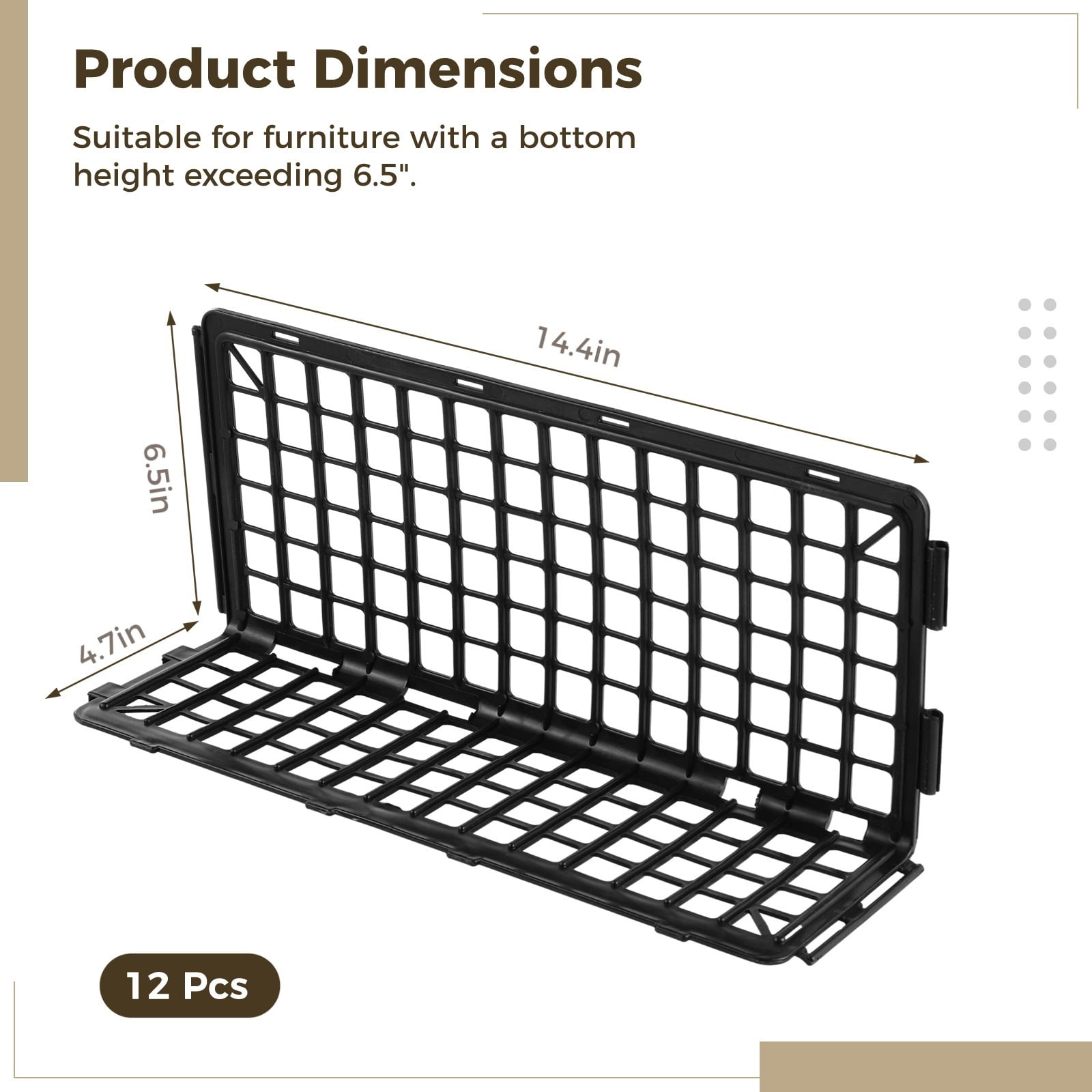 12 Pcs Under Couch Blockers, Furniture Underneath Stoppers, Plastic Under Bed Blockers, Couch Gap Protectors, Spliced Barriers to Stop Pets or Small Items from Going Under Sofa, Bed