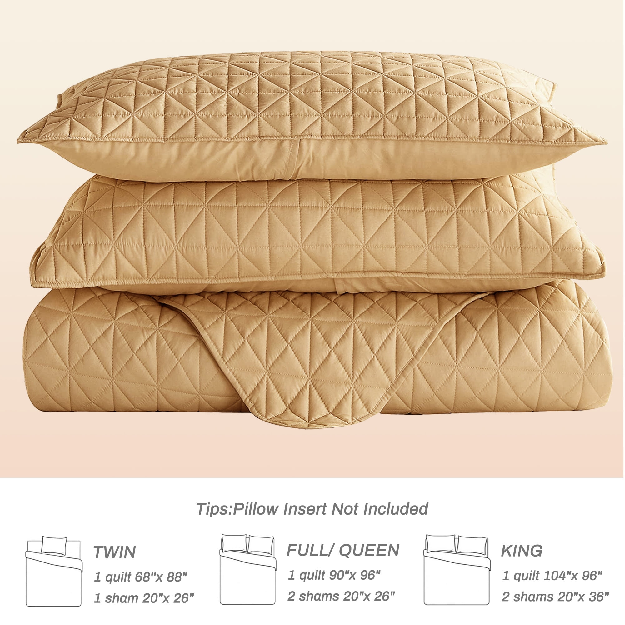 Exclusivo Mezcla Twin Quilt Bedding Set, Lightweight Soft Camel Twin Bedspreads Coverlets with Geometric Stitched Pattern