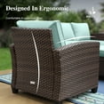 thumbnail image 6 of HERA'S HOUSE Patio Wicker Chairs, Outdoor Rattan Chairs Set of 2, Wicker Patio Conversation Furniture Sets with 4" Thick Cushions for Lawn Deck Porch Pool, Brown/Blue, 6 of 14