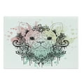 thumbnail image 1 of Animal Cutting Board, French Bulldog with Floral Wreath on Brushstroke Watercolor Print, Decorative Tempered Glass Cutting and Serving Board, Large Size, Pale Green Pale Pink, by Ambesonne, 1 of 1