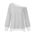 thumbnail image 6 of Tumotour Off The Shoulder Sweatshirts for Women's Plus Size Striped Sport Long Sleeve Pullover Tops Fall Tunic Blouses, 6 of 8