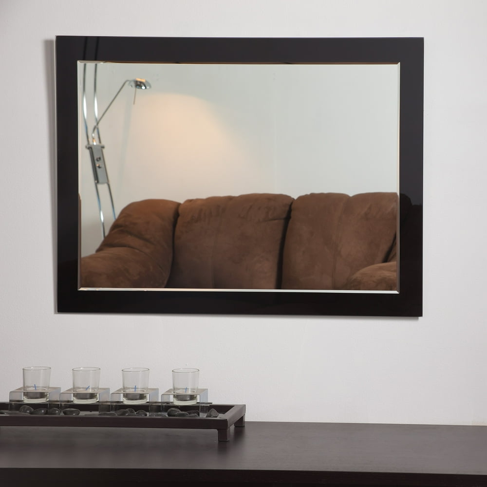 Large 23.6" x 31.5" Rectangular Black Mirror Aris Modern Wall Mirror by