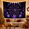thumbnail image 3 of Purple Crystals & Zodiac Wheel Against Nebula Background, Mystical Celestial for Space Lovers, Witchy Wall Art, Halloween Gift Tapestry Wall Hanging for Bedroom and Living Room, 3 of 7