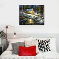thumbnail image 4 of JEUXUS Woodland Retreat by Jim Hansel 20x16in Log Cabin Winter Snow Deer Framed Art Picture, 4 of 4