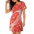thumbnail image 2 of Fotbe Beef Steaks Bata de Dormir para Mujer con Estampado, Camisón de Algodón de Manga Corta, Ropa de Dormir Casual, 2 of 6