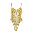thumbnail image 2 of Lilgiuy Camisole Butterfly Floral Lace Embroidered Belt Lace Up Pajamas Bodysuit Yellow,6 2022 Fall Winter, 2 of 5