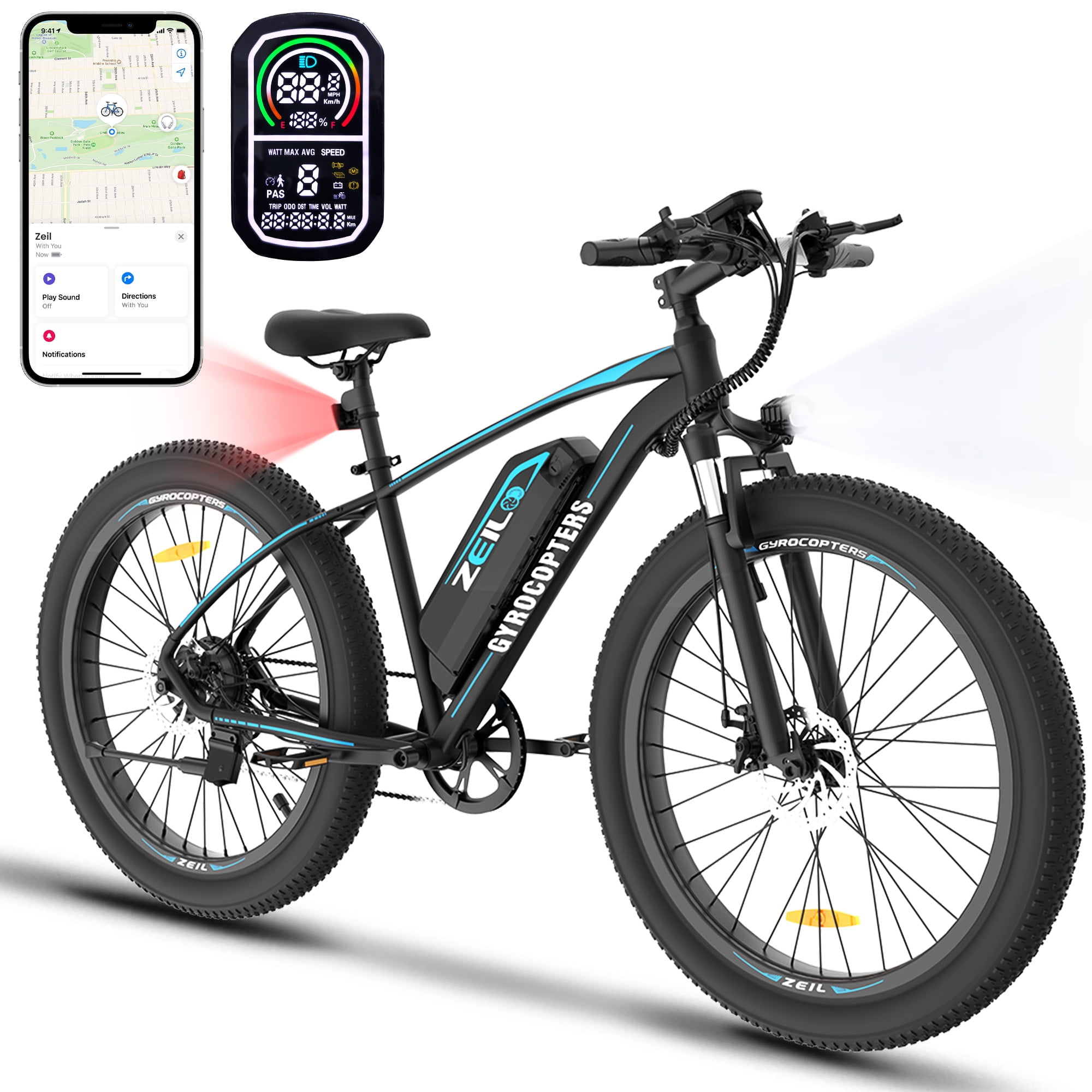 Gyrocopters Zeil Velo Electrique de Montagne pour Adultes avec Moteur de 500 W Pneus de 27 5 Vitesse jusqu a 40 Km h 20 mph Autonomie jusqu a 91