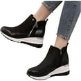 thumbnail image 5 of KAQ Women's Chunky Platform High - Heel Wedge Sneakers - Fashionable, Breathable & Lightweight. Air - Cushioned Casual White Canvas Sneakers with Side Zipper for Comfortable Walking, 5 of 13