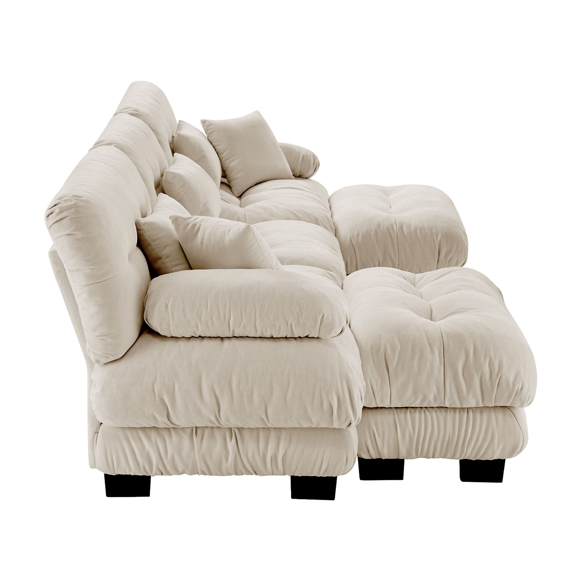 Gewnee White Chenille Cloud Couch 2 Seater Sofa for Living Room, Chenille 2 - Seat sofa with 2 Lumbar pillows and 2 throw pillows,