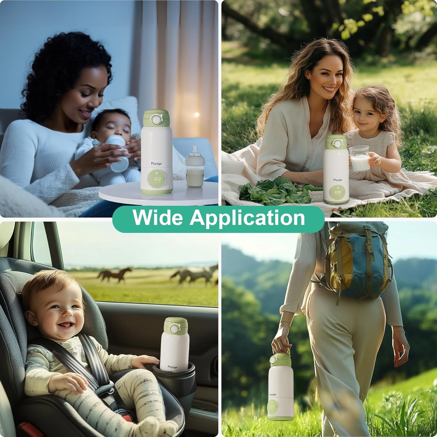 Portable Baby Bottle Warmer for Travel, 15oz Milk & Formula Warmer with Precise Temperature Control, Even Heating & Long Battery Life