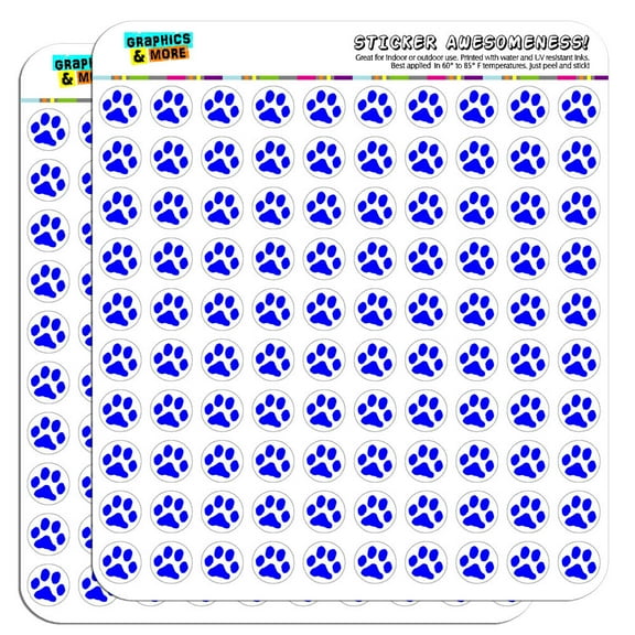 Paw Print Blue 1/2" (0.5") Scrapbooking Crafting Stickers