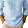 thumbnail image 5 of Kakii Mens Linen Henley Shirts Long Sleeve Hippie Yoga Summer Beach Casual Henleys T-Shirt, 5 of 5