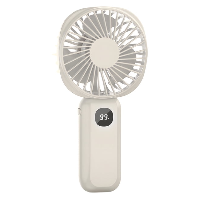 White Digital Display Handheld Fan Portable Usb Rechargeable 2000Mah Battery 3 Wind Levels Adjustable Strong Wind For Outdoor Quiet Lightweight Mini Personal