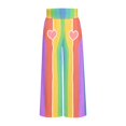 thumbnail image 4 of RUTAYY Women's Pants Wide Leg Rainbow Vertical Stripe Heart Print High Waist Elastic Waist Side Pockets Loose Casual Vacation Trousers, 4 of 6