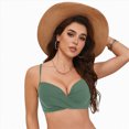 thumbnail image 4 of TOWED22 Women Swimsuit Bikini Top Wrap Self Tie Bathing Suit with Fixed Wide Straps Light Green,XXL, 4 of 9