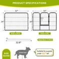 thumbnail image 2 of PINDEE Dog Playpen Indoor  Metal Dog Pen Pet Dog Fence Outdoor Exercise Pen with Doors,Pet Puppy Playpen for RV Camping Yard,4 panels,24 inch, 2 of 8