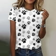thumbnail image 2 of Otvok Tops for Womens Dog Paw Print Short Sleeve Funny Round Neck T-Shirt Blouses, 2 of 6