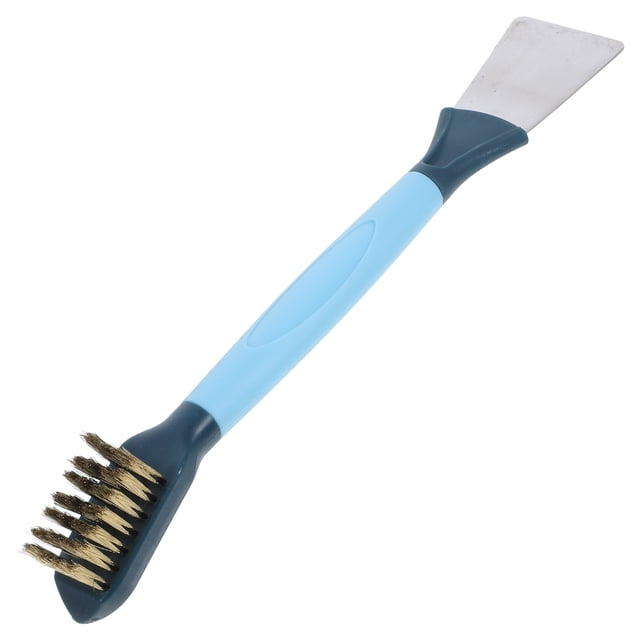 Juego de cepillos para limpiar grietas y ranuras, 2 en 1, para estufas de gas y cobre, con alambre y raspador, para cocina, baño, puertas, ventanas y garajes, color azul