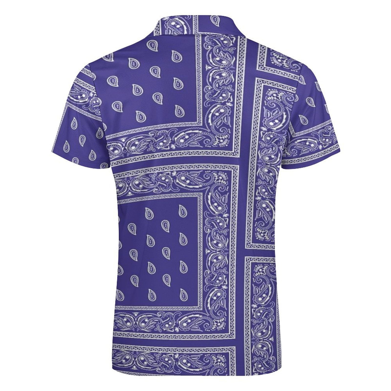 Purple Bandana Men Zipper T-shirt Summer Casual Short Sleeve T