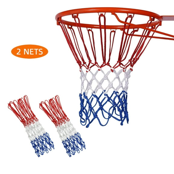 2Pack Basketball Net Replacement, GoXteam 5mm Heavy Duty Basketball Nets Outdoor Or Indoor, Standard Basketball Hoop Net Fits 12 Loops