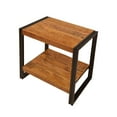 thumbnail image 4 of 24 Inch Wooden Farmhouse Side Table with Open Compartment, Brown and Black, 4 of 5
