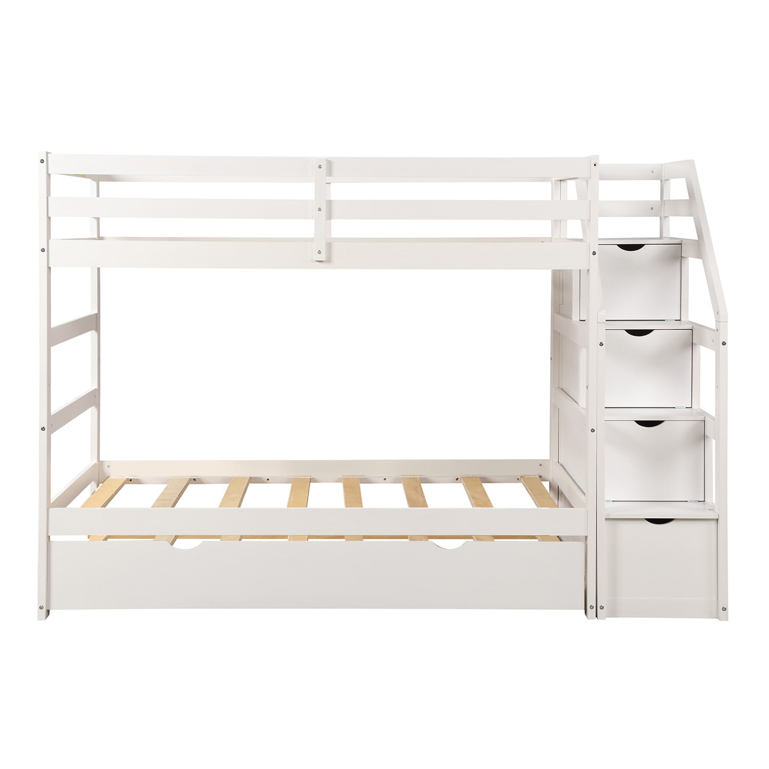 Bunk Beds Twin Over Wood Bed, Bunk Beds Twin Over Full Size Solid Wood Bed With Trundle