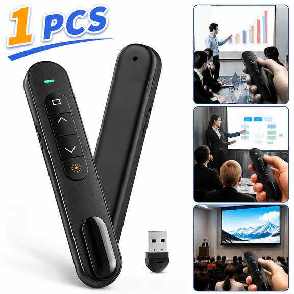 Presentation Clicker for PowerPoint, RF 2.4GHz USB Wireless Presenter Remote with Volume Control, PowerPoint Clicker Slide Advancer for Mac, Windows, Laptop, Keynote