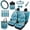 Blue Turtle, variant on Qpednta 15Pcs Ladybug Print Seat Covers Full Protection Set Universal, Steering Wheel Cover, Seat Belt Pads, Trash Can, Cup Coasters, Air Vent Pouch, Durable Fabric, Machine Washable