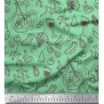 thumbnail image 1 of Soimoi Green Silk Fabric Grapes,Glass & Jug Hand Drawn Print Fabric by the Yard 42 Inch Wide, 1 of 1