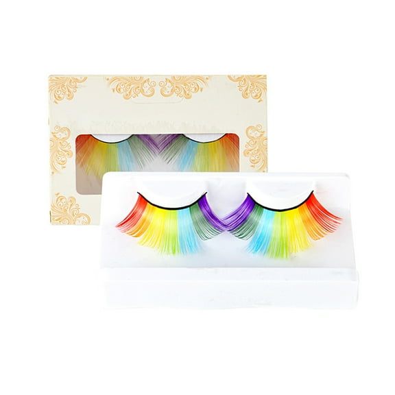 OZS Rainbow False Eyelashes Exaggerated False Eyelashes Extension Party Stage Cosplay Accessory