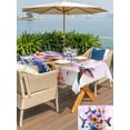 thumbnail image 5 of Outdoor Tablecloth with Umbrella Hole for Patio/Picnic/Party/Camping, Pink Purple Hummingbird Waterproof Table Cloth Rectangle Table Cover Washable, Spring Oil Painting Sunflowers (60"x 120"), 5 of 8