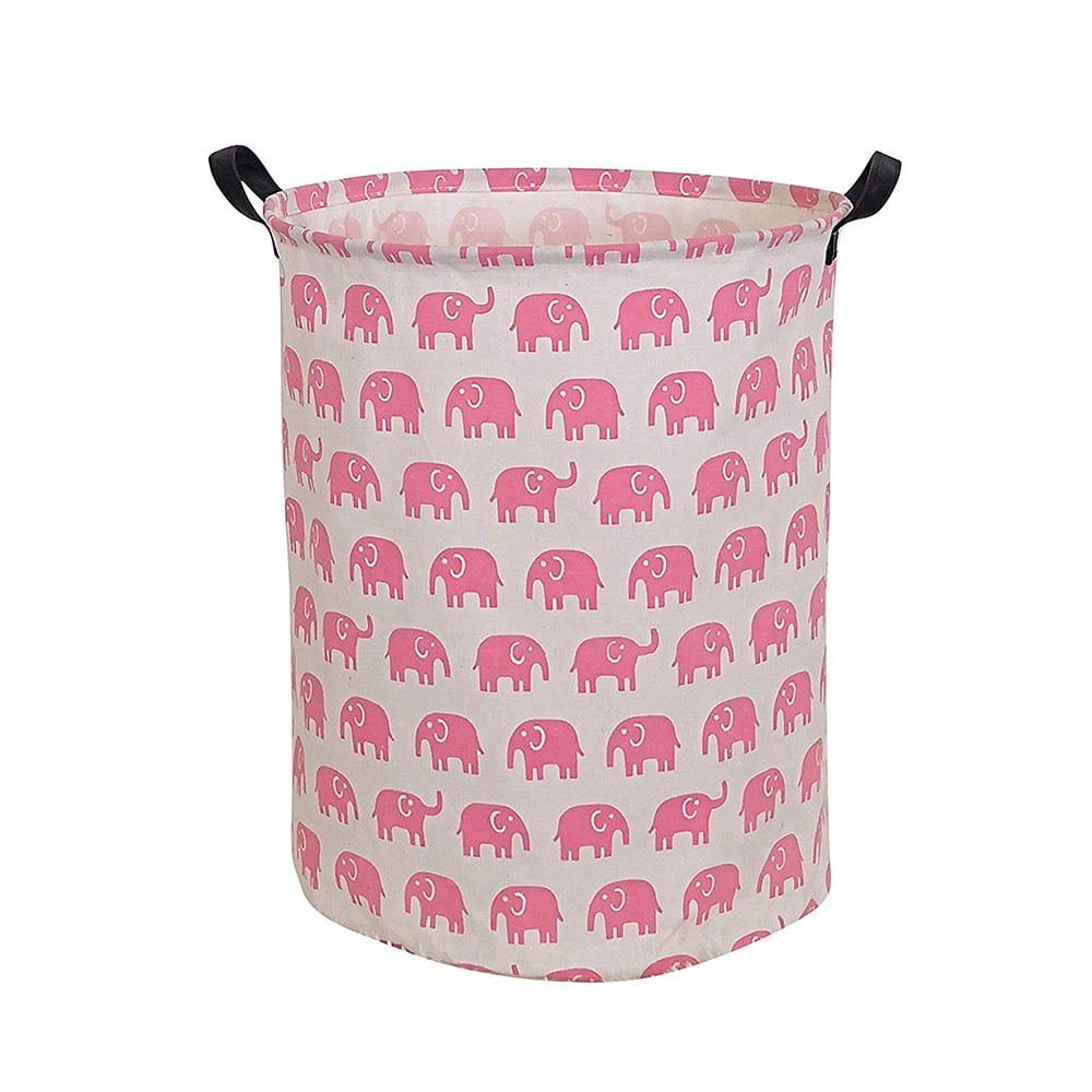 INough Pink Basket Elephant Storage Bins for Kids Gift Box for Baby,Collapsibl 