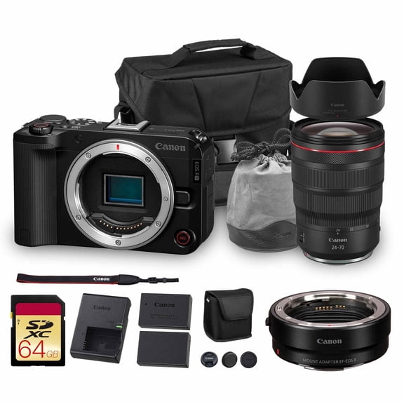Canon EOS R50 V Mirrorless Camera 24.2MP 4K RF 24-70mm Lens Bundle (International Model)