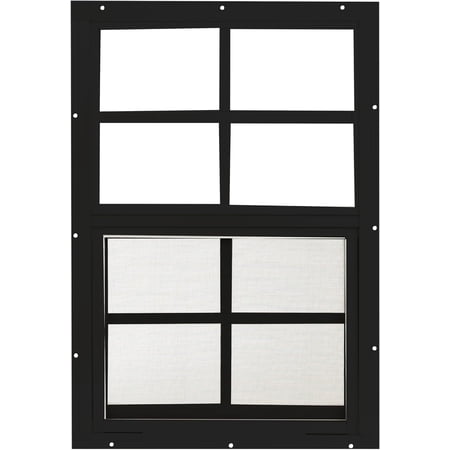 Shed Windows 14x21 (1-Pack) | Sliding Windows with Tempered Glass & Screens | Flush Mount, Black Aluminum Frames for Sheds, Chicken Coops & Playhouses