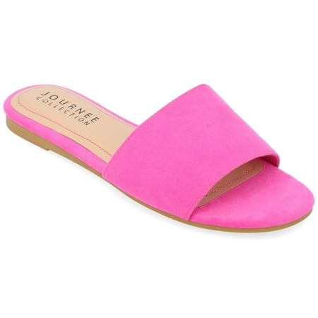 

Journee Collection Womens Kolinna Tru Comfort Foam Slip On Slide Flat Sandals